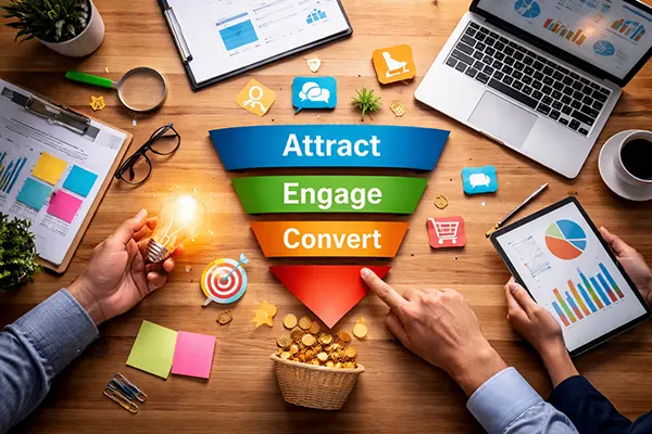 Marketing funnel diagram